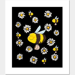 Daisy Chamomile Bees & Marguerites Daisies Flower Gardeners Posters and Art